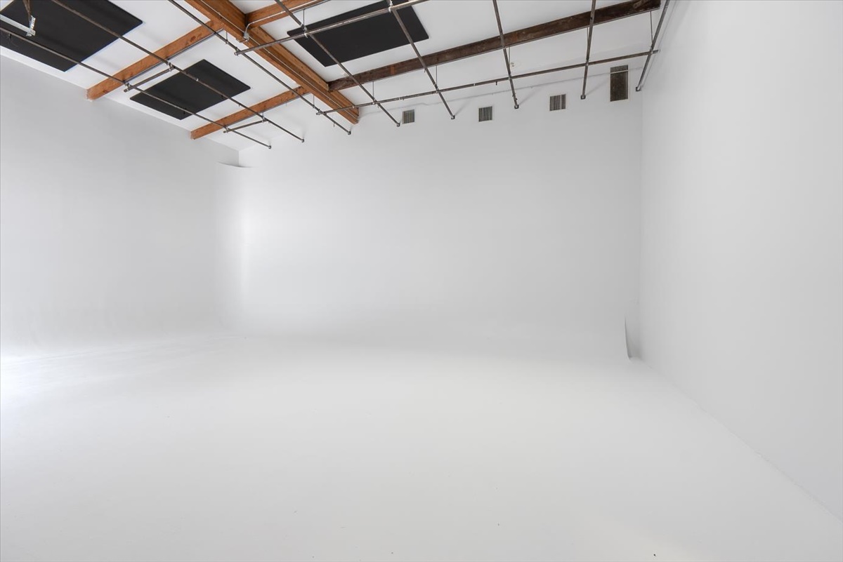White cyc wall stage under skylights at Dream Magic Studios in Canoga Park